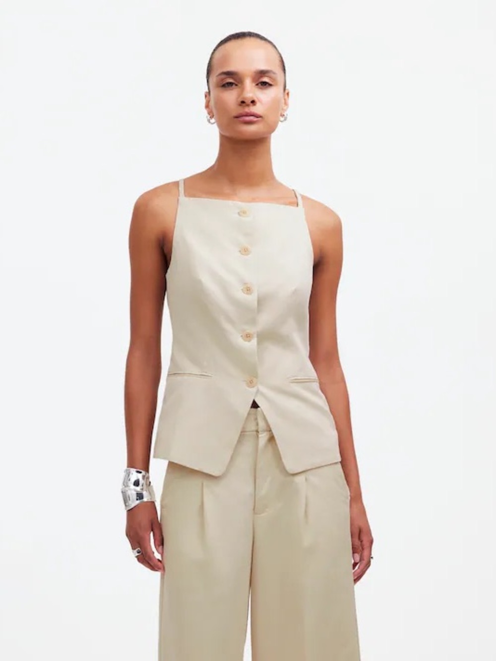 Madewell Square-Neck Vest in Drapey Twill